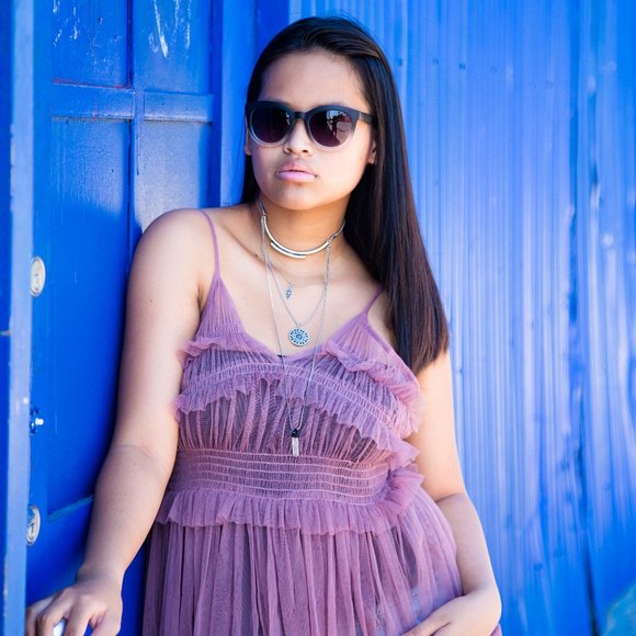 LE BLANC SHEER PURPLE DRESS - Picture 4 of 4